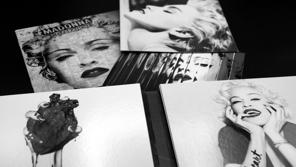 set of madonna photos in black and white