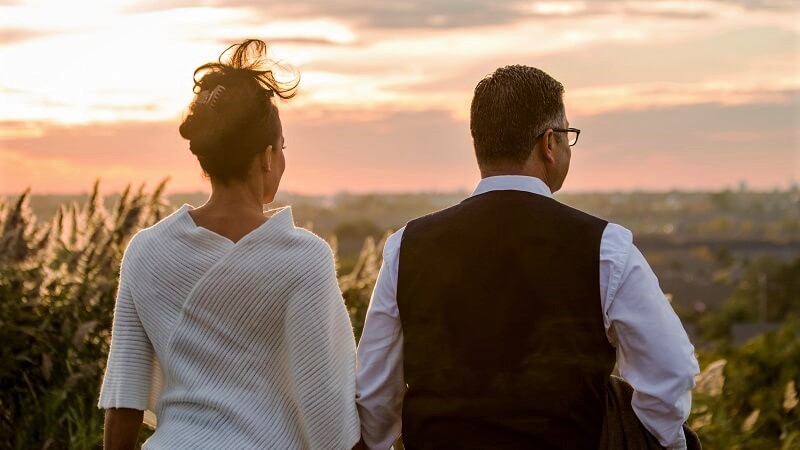 Couple watching the sunset