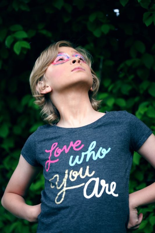 Woman with Love who you are t-shirt on
