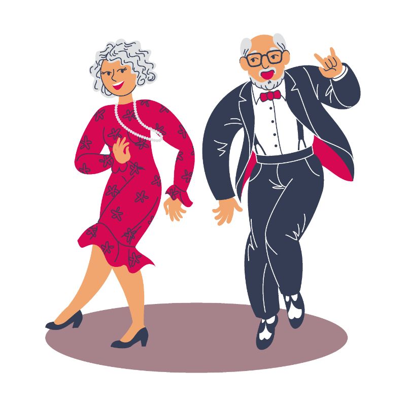 vector art of two older people dancing