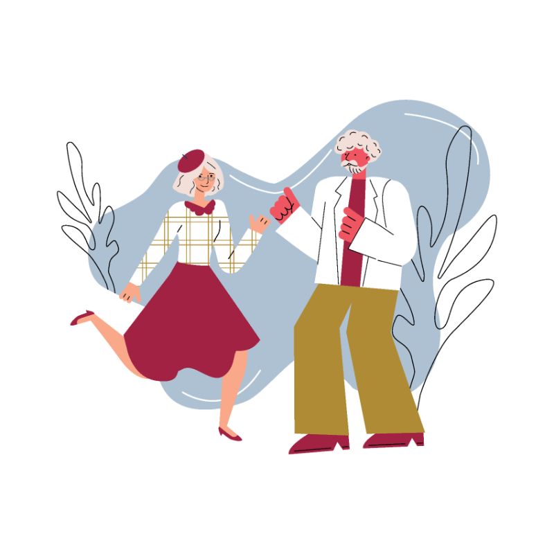 vector art of two fun seniors dancing