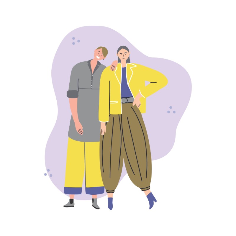 vector art of gender diverse couple