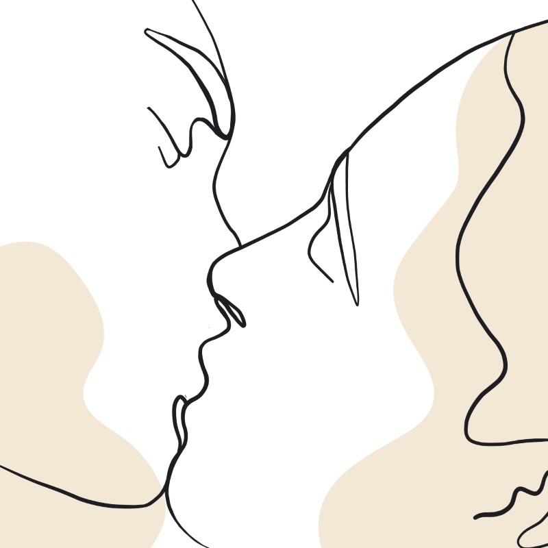 line art of people sharing a kiss