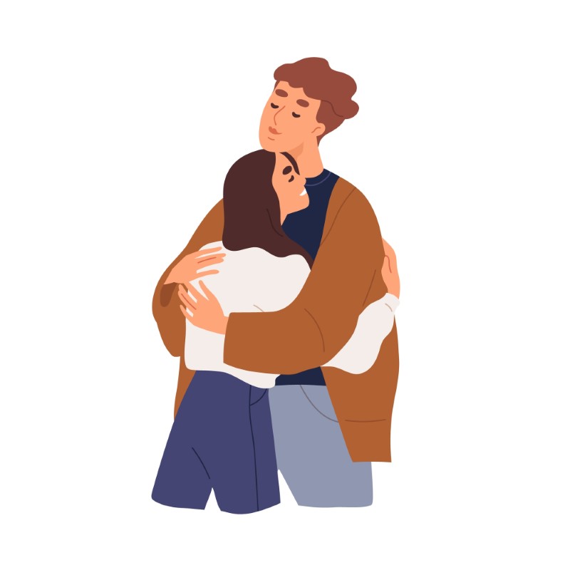 illustration of couple hugging tightly