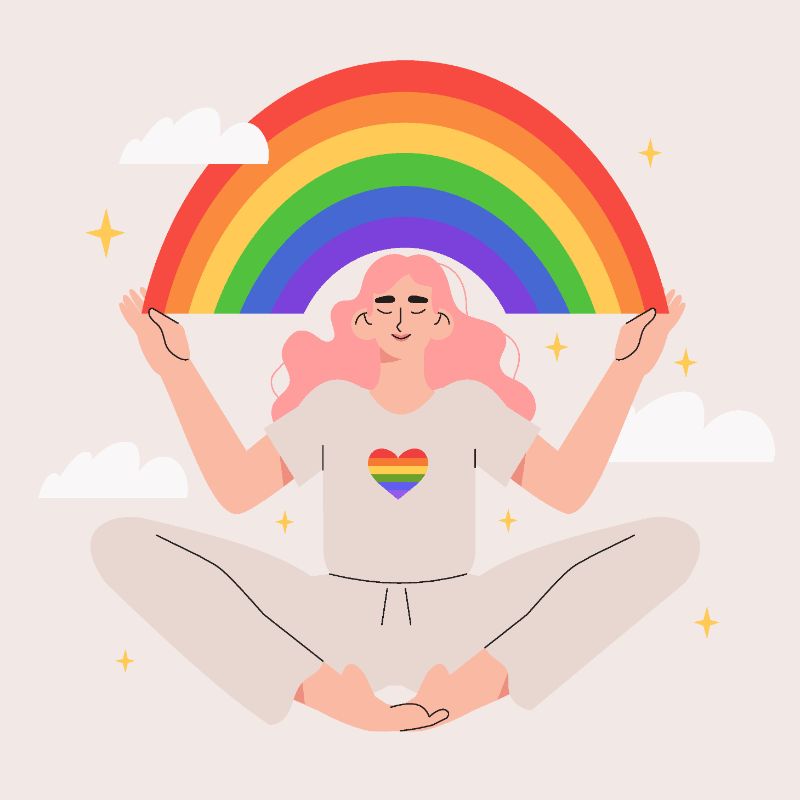 vector art of woman and rainbow