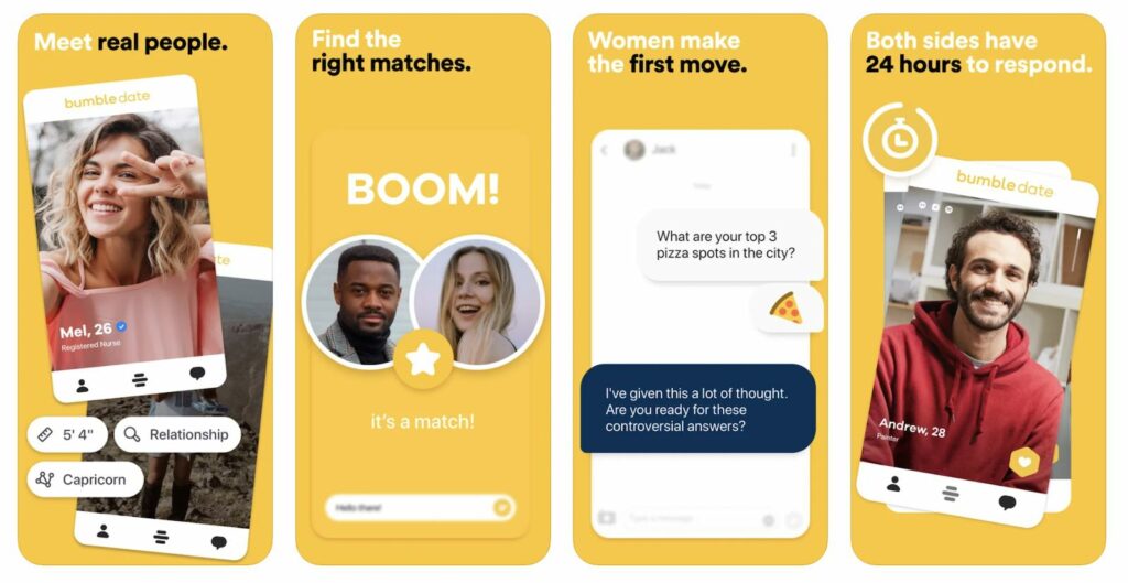 plenty of fish vs bumble app features screenshot